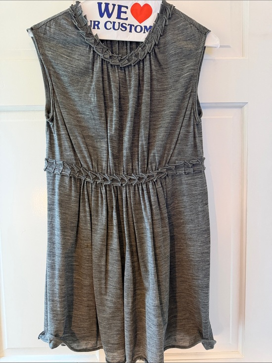 Dresses & Skirts - Gray Sleeveless Knit Dress with Braided Trim